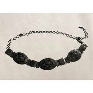Chico’s Gun Metal Black & Silver Rhinestone Link Belt One Size